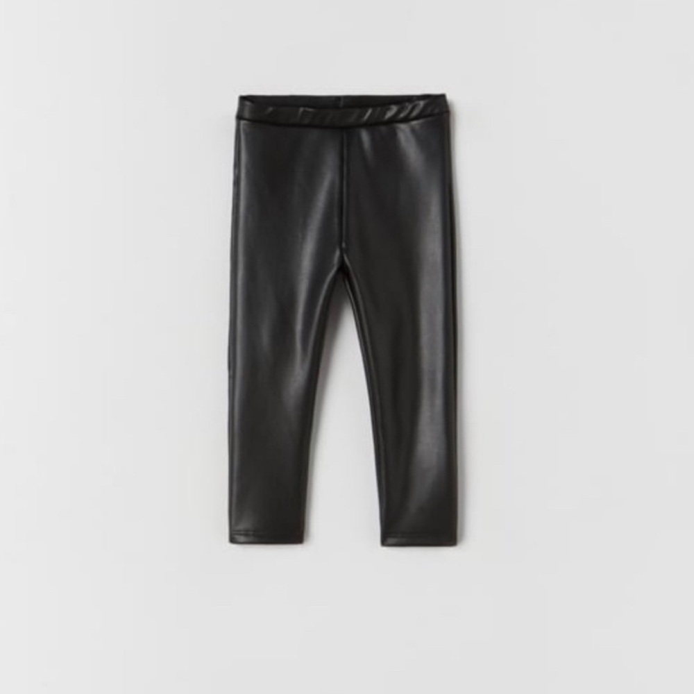Zara Kids Black Faux Leather Leggings 4-5yr